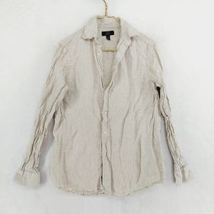 Club Room Linen Luxury Cream Taupe Button Down Long Sleeve Shirt P6289